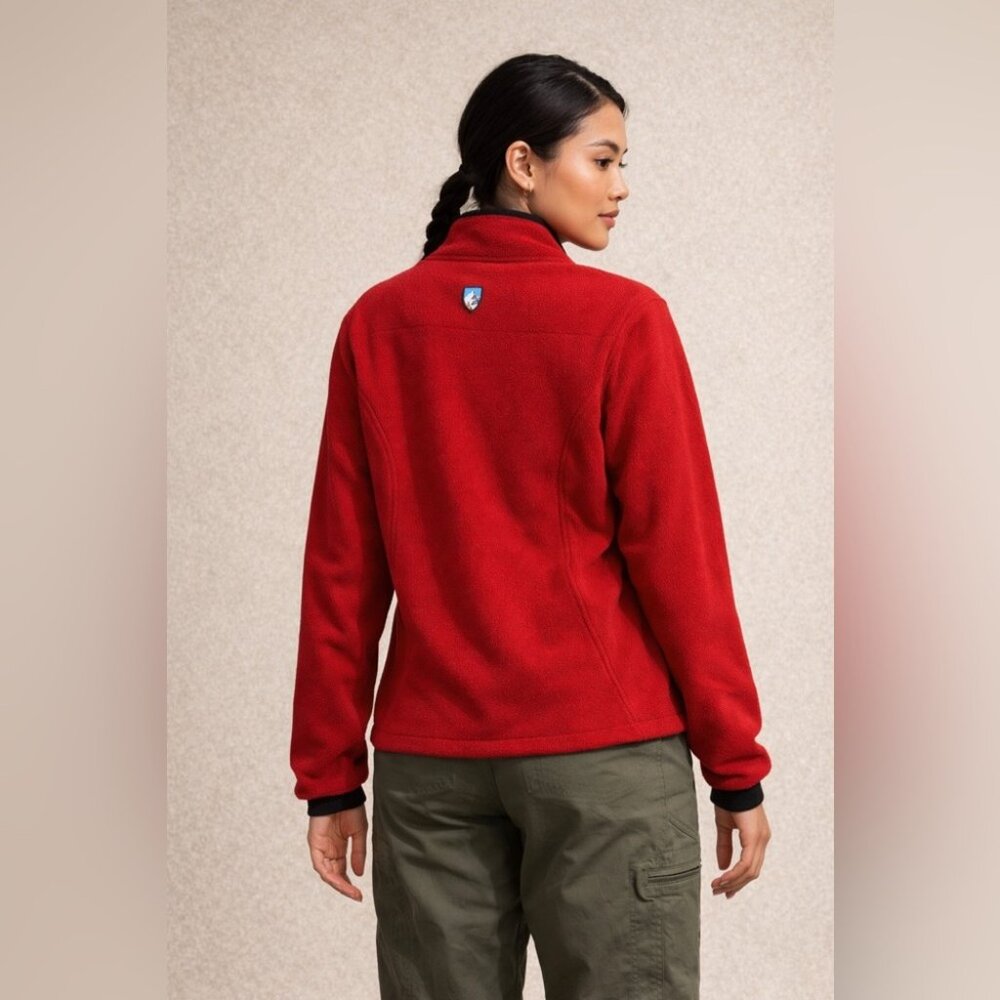 KUHL Red Fleece Zip Jacket Size M Cozy Outdoor Hiking Casual Gorp Granola Core